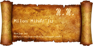Milos Mihály névjegykártya